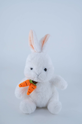 Buy White Bunny Plush Toy with Carrot Scarf Cute Long-Eared Standing Soft Stuffed Animal online manufacture